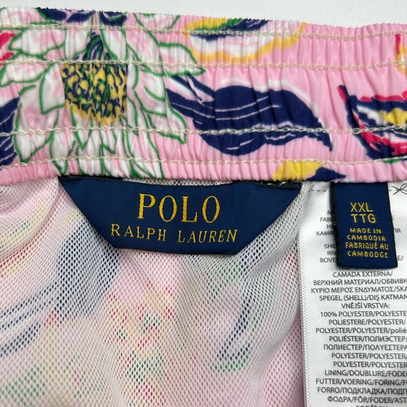 Polo Ralph Lauren Swim Trunks XXL Pink Floral Lined Resortwear Beach Shorts - Picture 12 of 13